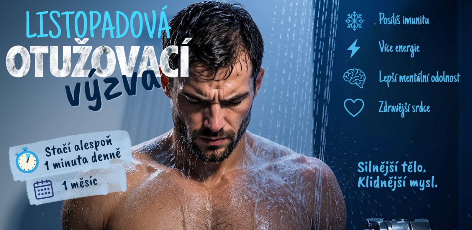 Listopadová otužovací výzva — alespoň 1 minuta studené vody denně, start 1. listopadu